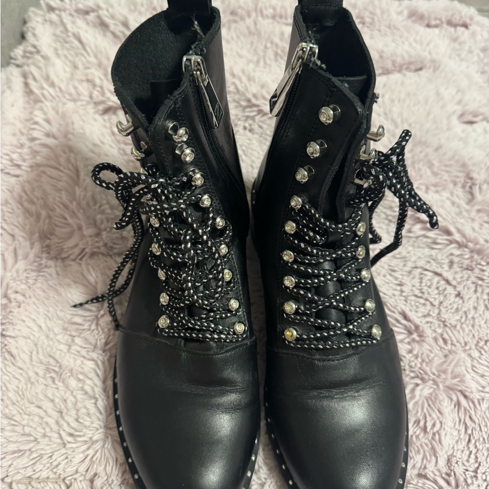 Zara Black Studded Combat Boots